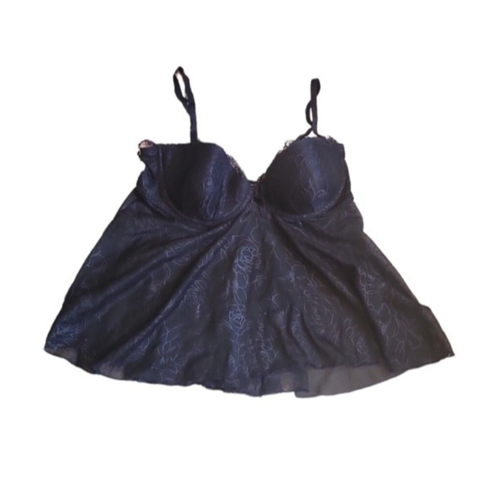 Victoria's Secret Sexy Little Things Black Lace Chiffon Babydoll 36C Whimsigoth